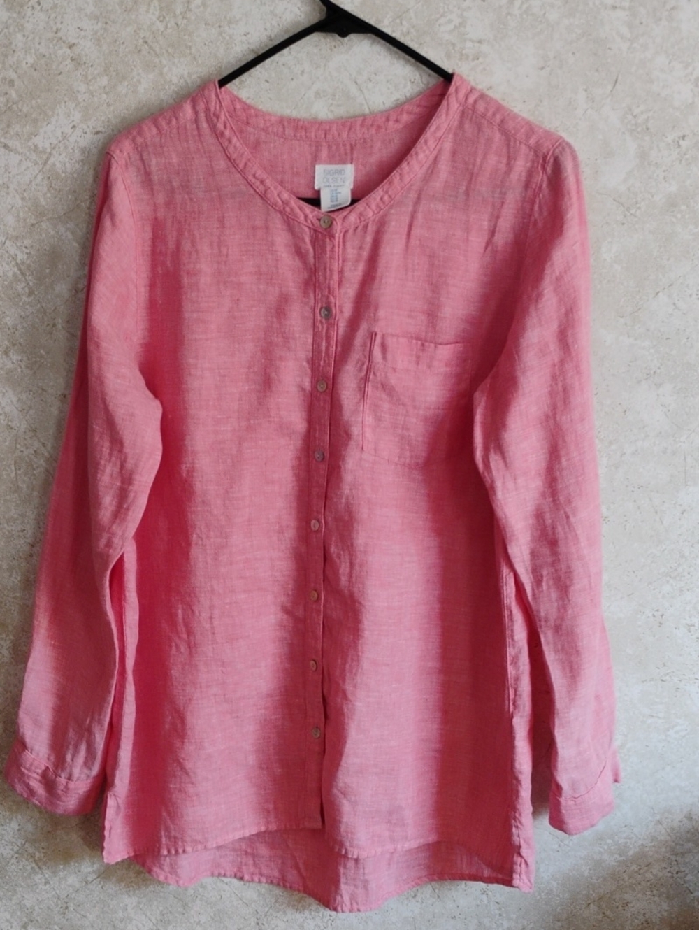 Sigrid OlsenWomen’s Lightweight Red Button-Front Linen Shirt/ Vacation/ Size M